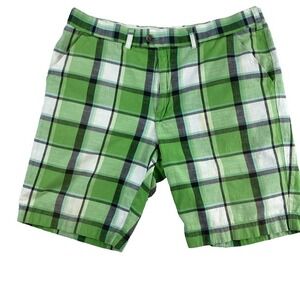 Loudmouth Golf Shorts Men's Sz 38 Green Plaid‎ Cotton Blend Classic Preppy